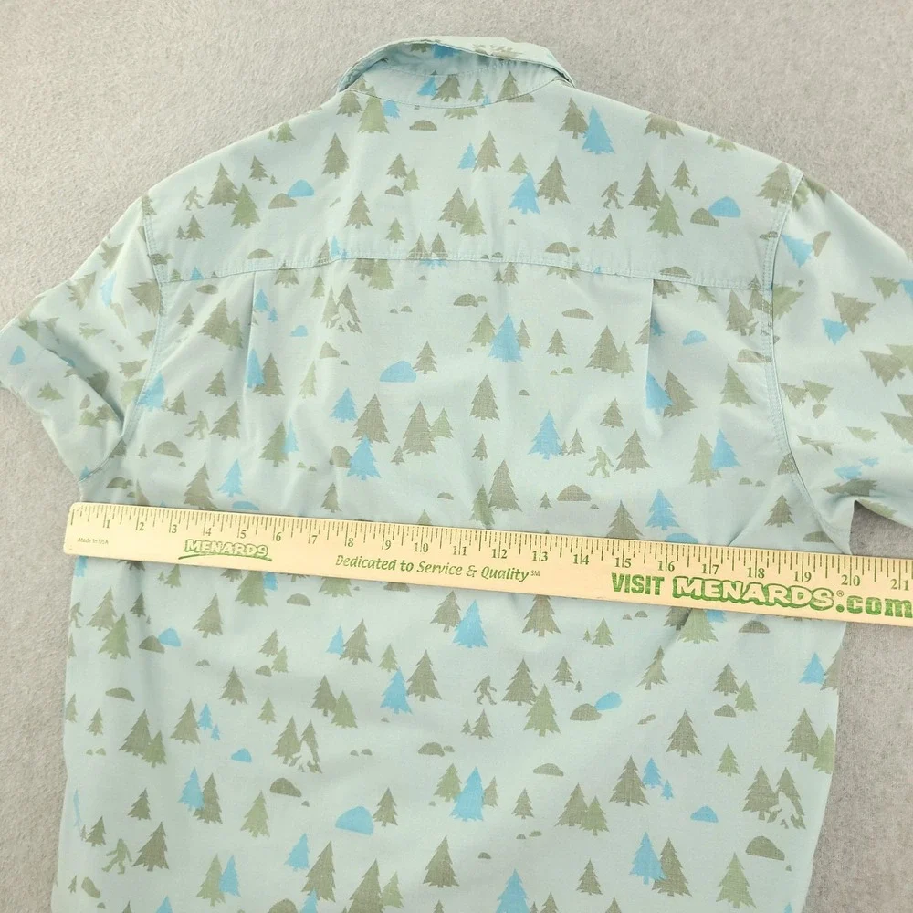 The North Face Shirt Mens S Blue Tree Print Short Sleeve Button Up Outdoor